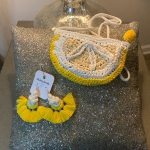 Sunshine Set-Straw Purse & Earrings